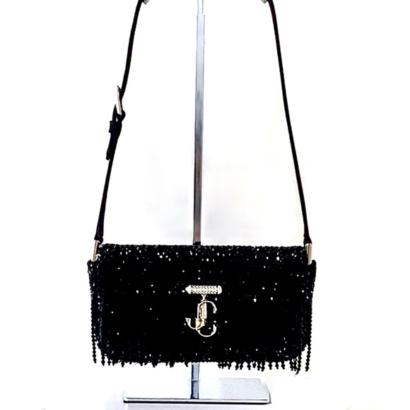 Jimmy Choo Black Crystal Fringe Varenne Shoulder Bag New in Box with Tags - Picture 16 of 16